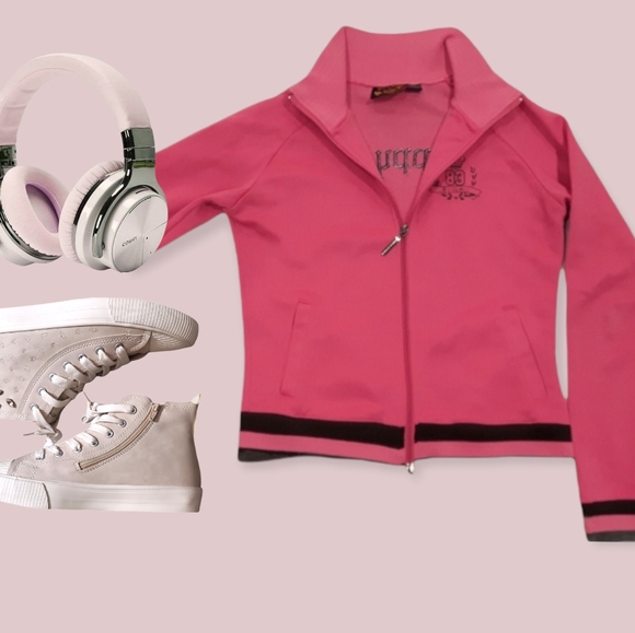 Varsity Style "Preppy Girl" logo zip sweater•S/M - Picture 5 of 9